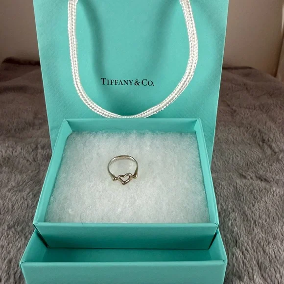 Tiffany & Co. SIZE 4.5 .925 heart ring, bag, box and pouch. - Picture 6 of 6